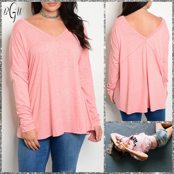 RESERVED Fav Plus Coral Long Sleeve Tunic - Picture 3 of 7